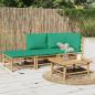 Preview: ARDEBO.de - 3-tlg. Garten-Lounge-Set mit Grünen Kissen Bambus