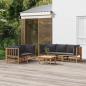 Preview: ARDEBO.de - 6-tlg. Garten-Lounge-Set mit Dunkelgrauen Kissen Bambus