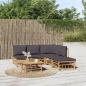 Preview: ARDEBO.de - 6-tlg. Garten-Lounge-Set mit Dunkelgrauen Kissen Bambus