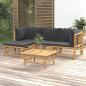 Preview: ARDEBO.de - 5-tlg. Garten-Lounge-Set mit Dunkelgrauen Kissen Bambus