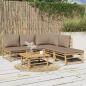 Preview: ARDEBO.de - 6-tlg. Garten-Lounge-Set mit Kissen Taupe Bambus