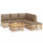 Preview: 6-tlg. Garten-Lounge-Set mit Kissen Taupe Bambus