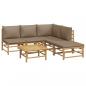 Preview: 6-tlg. Garten-Lounge-Set mit Kissen Taupe Bambus