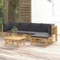 Preview: ARDEBO.de - 6-tlg. Garten-Lounge-Set mit Dunkelgrauen Kissen Bambus