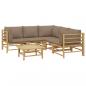 Preview: 6-tlg. Garten-Lounge-Set mit Kissen Taupe Bambus