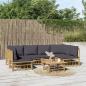 Preview: ARDEBO.de - 7-tlg. Garten-Lounge-Set mit Dunkelgrauen Kissen Bambus