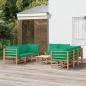 Preview: ARDEBO.de - 9-tlg. Garten-Lounge-Set mit Grünen Kissen Bambus