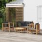 Preview: ARDEBO.de - 5-tlg. Garten-Lounge-Set mit Dunkelgrauen Kissen Bambus