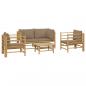 Preview: 5-tlg. Garten-Lounge-Set mit Kissen Taupe Bambus