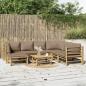 Preview: ARDEBO.de - 8-tlg. Garten-Lounge-Set mit Kissen Taupe Bambus