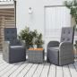 Preview: ARDEBO.de - 3-tlg. Garten-Lounge-Set Grau Poly Rattan & Massivholz Akazie