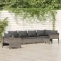 Preview: ARDEBO.de - 6-tlg. Garten-Lounge-Set mit Kissen Grau Poly Rattan