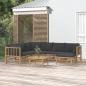 Preview: ARDEBO.de - 8-tlg. Garten-Lounge-Set mit Dunkelgrauen Kissen Bambus