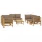 Preview: 9-tlg. Garten-Lounge-Set mit Kissen Taupe Bambus