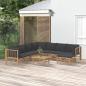 Preview: ARDEBO.de - 9-tlg. Garten-Lounge-Set mit Dunkelgrauen Kissen Bambus