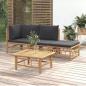 Preview: ARDEBO.de - 4-tlg. Garten-Lounge-Set mit Dunkelgrauen Kissen Bambus