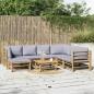 Preview: ARDEBO.de - 8-tlg. Garten-Lounge-Set mit Kissen Hellgrau Bambus