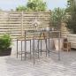 Preview: ARDEBO.de - Bartisch mit Glasplatte Grau 110x70x110 cm Poly Rattan