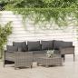 Preview: ARDEBO.de - 6-tlg. Garten-Lounge-Set mit Kissen Grau Poly Rattan