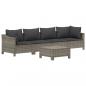 Preview: 5-tlg. Garten-Lounge-Set mit Kissen Grau Poly Rattan