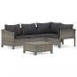 Preview: 5-tlg. Garten-Lounge-Set mit Kissen Grau Poly Rattan