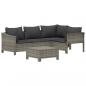 Preview: 5-tlg. Garten-Lounge-Set mit Kissen Grau Poly Rattan