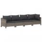 Preview: 9-tlg. Garten-Lounge-Set mit Kissen Grau Poly Rattan