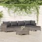 Preview: ARDEBO.de - 6-tlg. Garten-Lounge-Set mit Kissen Grau Poly Rattan