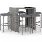 Preview: 7-tlg. Gartenbar-Set mit Kissen Grau Poly Rattan