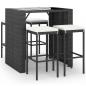 Preview: 5-tlg. Gartenbar-Set mit Kissen Schwarz Poly Rattan