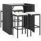 Preview: 5-tlg. Gartenbar-Set mit Kissen Schwarz Poly Rattan