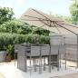 Preview: ARDEBO.de - 9-tlg. Gartenbar-Set mit Kissen Grau Poly Rattan