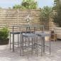 Preview: ARDEBO.de - 5-tlg. Gartenbar-Set mit Kissen Grau Poly Rattan