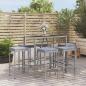 Preview: ARDEBO.de - 7-tlg. Gartenbar-Set mit Kissen Grau Poly Rattan