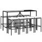 Preview: 9-tlg. Gartenbar-Set mit Kissen Schwarz Poly Rattan