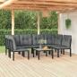 Preview: ARDEBO.de - 7-tlg. Garten-Lounge-Set Schwarz und Grau Poly Rattan