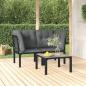 Preview: ARDEBO.de - 3-tlg. Garten-Lounge-Set Schwarz und Grau Poly Rattan