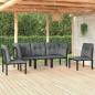 Preview: ARDEBO.de - 5-tlg. Garten-Lounge-Set Schwarz und Grau Poly Rattan