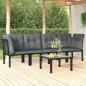 Preview: ARDEBO.de - 5-tlg. Garten-Lounge-Set Schwarz und Grau Poly Rattan