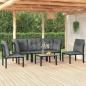 Preview: ARDEBO.de - 6-tlg. Garten-Lounge-Set Schwarz und Grau Poly Rattan