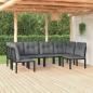 Preview: ARDEBO.de - 6-tlg. Garten-Lounge-Set Schwarz und Grau Poly Rattan