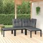 Preview: ARDEBO.de - 4-tlg. Garten-Lounge-Set Schwarz und Grau Poly Rattan