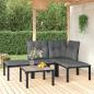 Preview: ARDEBO.de - 5-tlg. Garten-Lounge-Set Schwarz und Grau Poly Rattan