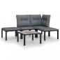 Preview: 5-tlg. Garten-Lounge-Set Schwarz und Grau Poly Rattan