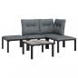 Preview: 5-tlg. Garten-Lounge-Set Schwarz und Grau Poly Rattan