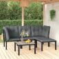 Preview: ARDEBO.de - 5-tlg. Garten-Lounge-Set Schwarz und Grau Poly Rattan