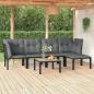 Preview: ARDEBO.de - 6-tlg. Garten-Lounge-Set Schwarz und Grau Poly Rattan