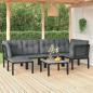 Preview: ARDEBO.de - 7-tlg. Garten-Lounge-Set Schwarz und Grau Poly Rattan