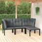 Preview: ARDEBO.de - 4-tlg. Garten-Lounge-Set Schwarz und Grau Poly Rattan