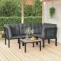 Preview: ARDEBO.de - 5-tlg. Garten-Lounge-Set Schwarz und Grau Poly Rattan